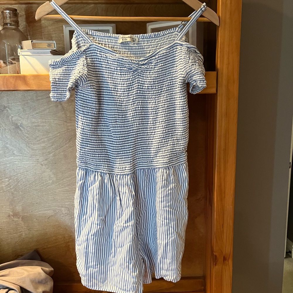 Blue and white romper